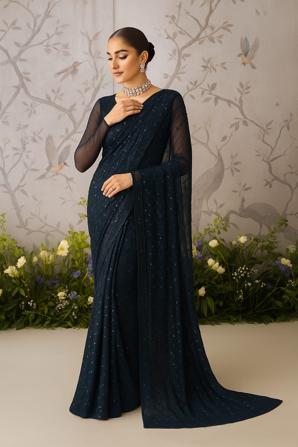 The Sapphire Shimmer Saree