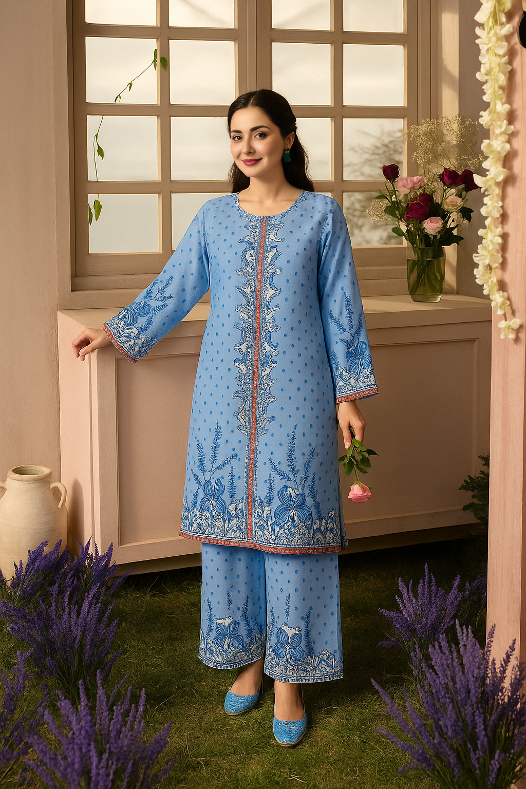 Blossom Embroidered two piece co-ord sett for womens