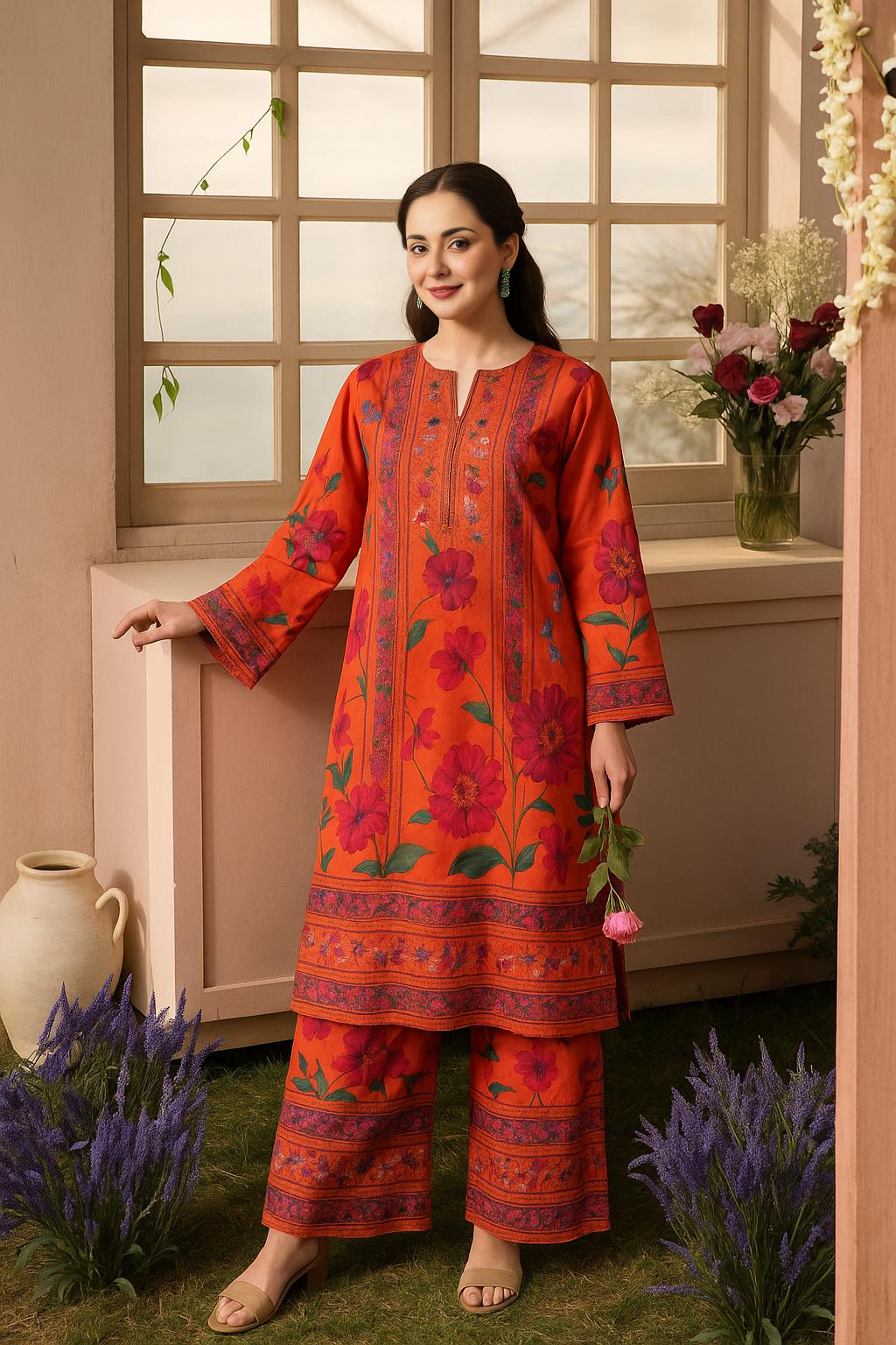Sunset Bloom Printed Two-Piece Suit