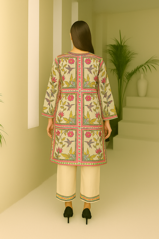 Festive Floral & Bird Printed Two piece co-ord sett for women