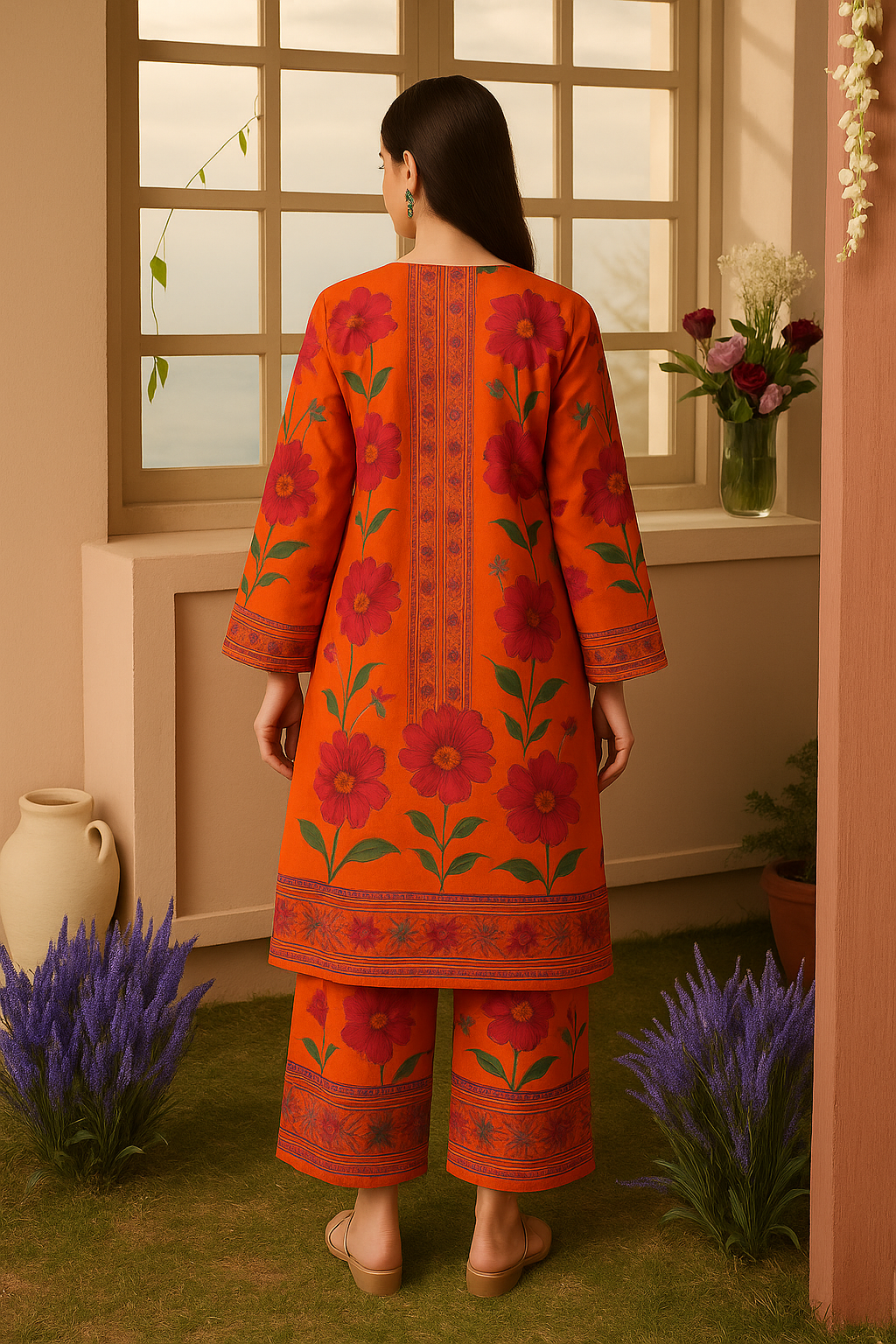 Sunset Bloom Printed Two-Piece Suit