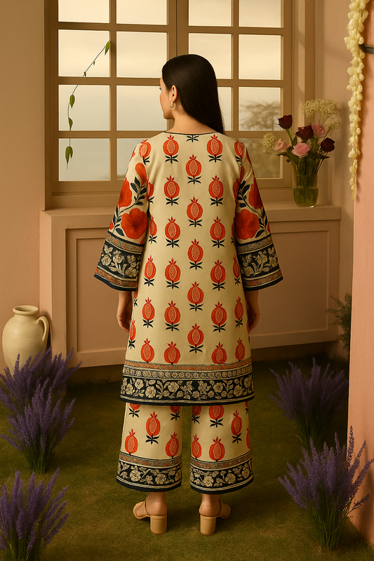 Crimson Poppy Printed Two-Piece Suit for women