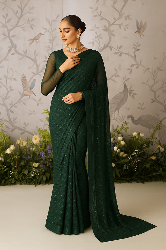 The Emerald Gleam Saree