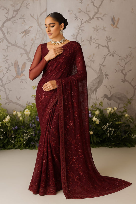 Maroon Mystique Saree