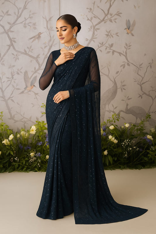 The Sapphire Shimmer Saree