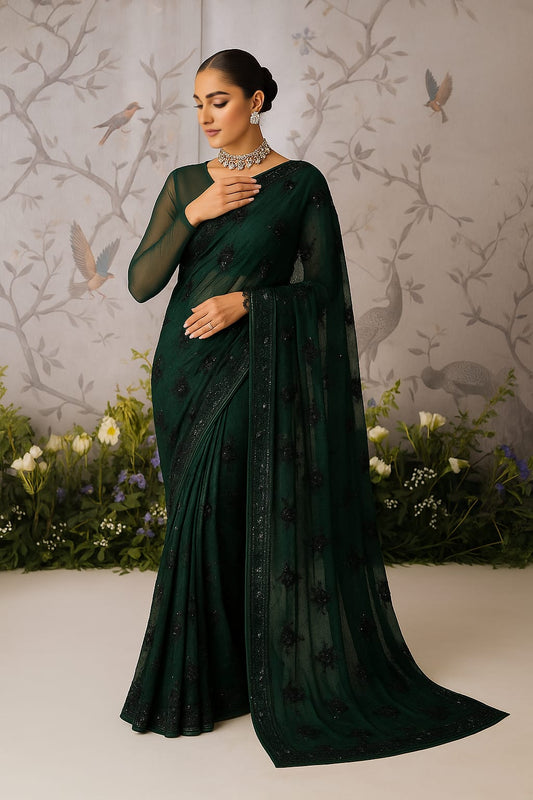 Emerald Noir Saree