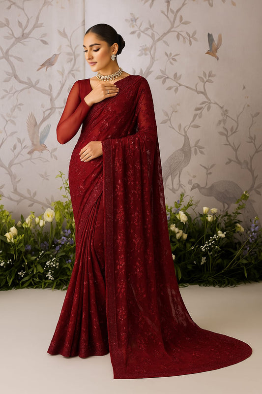 The Scarlet Dream Embroidered Saree