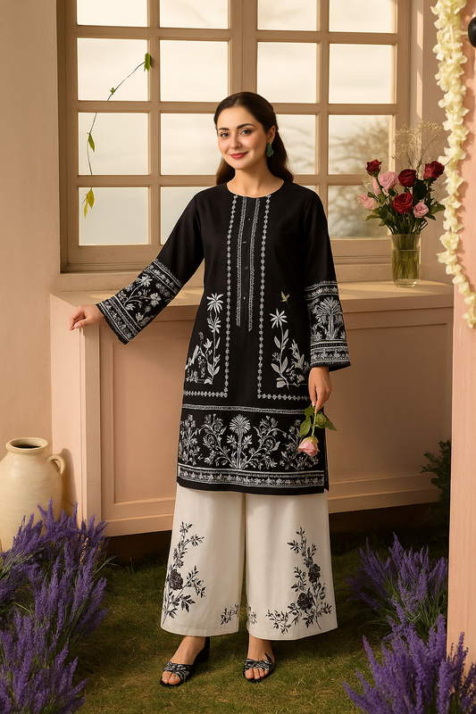Botanical Embroidered two piece Set